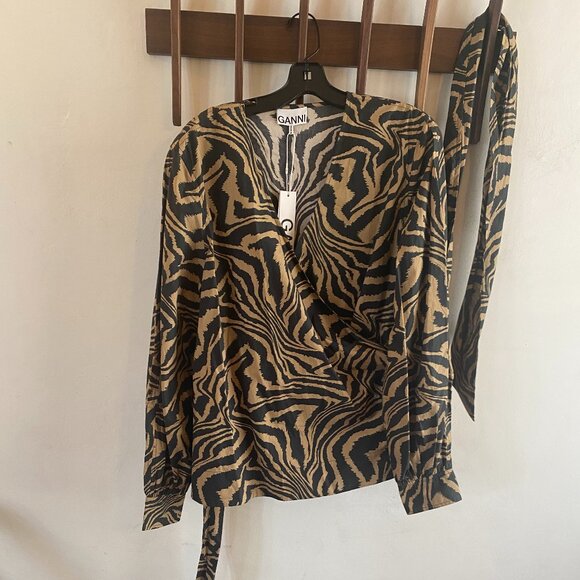 GANNI Zebra Print Wrap Top - Picture 3 of 9
